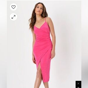 Lulu’s Hot Pink Sleeveless Tulip Midi Dress
